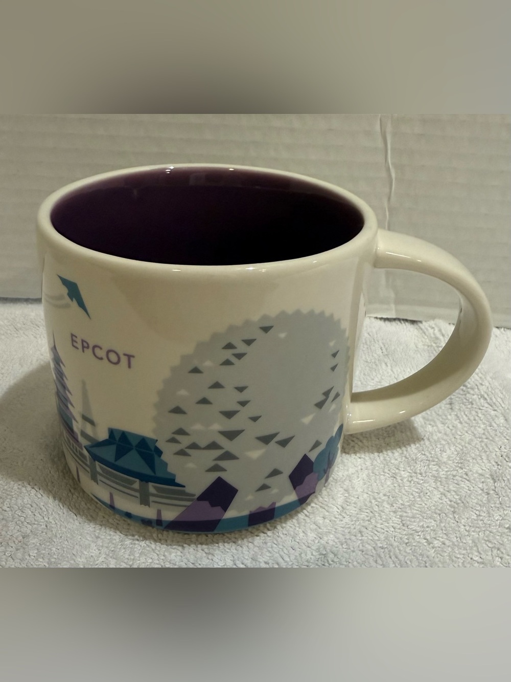HTF STARBUCKS/ DISNEY PARKS MUG FEATURING DISNEY EPCOT Purple Inside